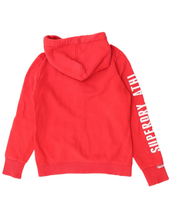 Damski sweter z kapturem Superdry z grafiką i zamkiem błyskawicznym UK 16, duży, czerwony, bawełniany
