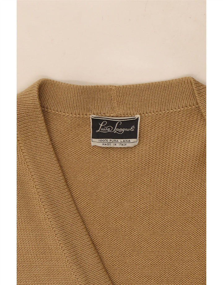 LUISA SPAGNOLI Damski sweter kardigan UK 14, duża beżowa wełna