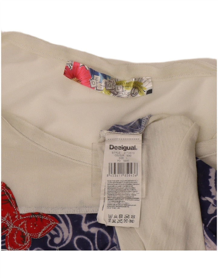 Damska kamizelka z grafiką Desigual Top UK 14, duża, biała, poliester Paisley