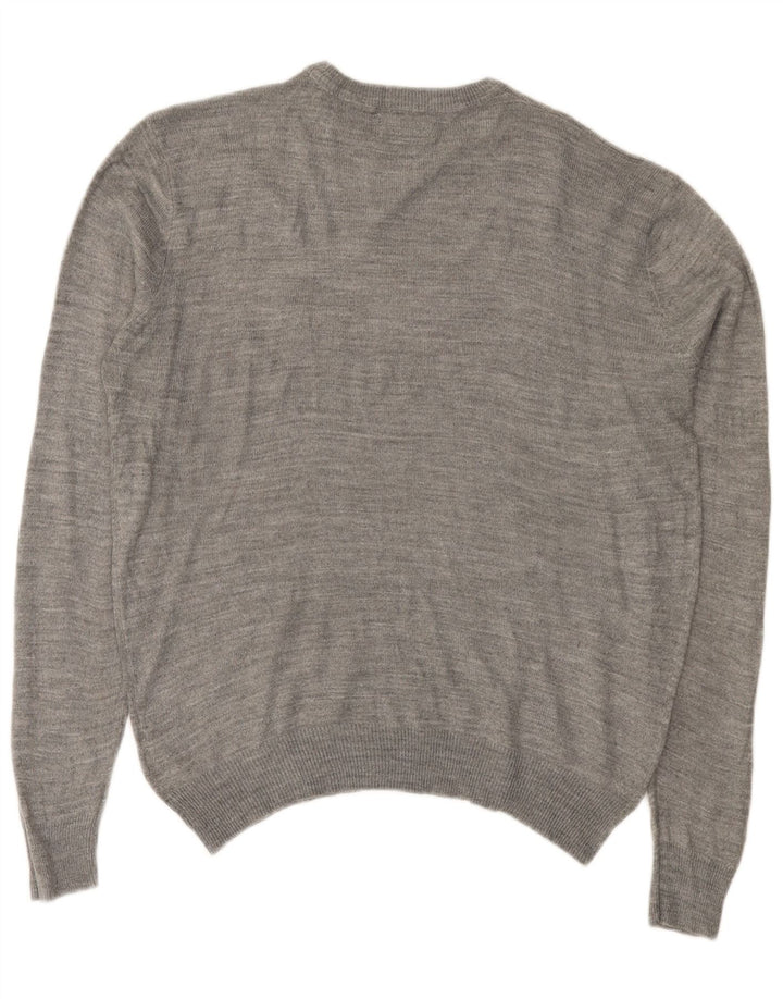 Męski sweter z okrągłym dekoltem Pierre Cardin, mały, szary akryl