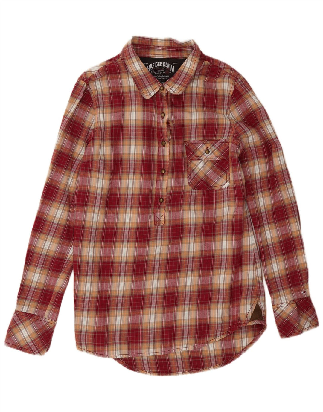 Damska koszula flanelowa Tommy Hilfiger z pulowerem UK 16, duża, bawełniana w czerwoną kratę