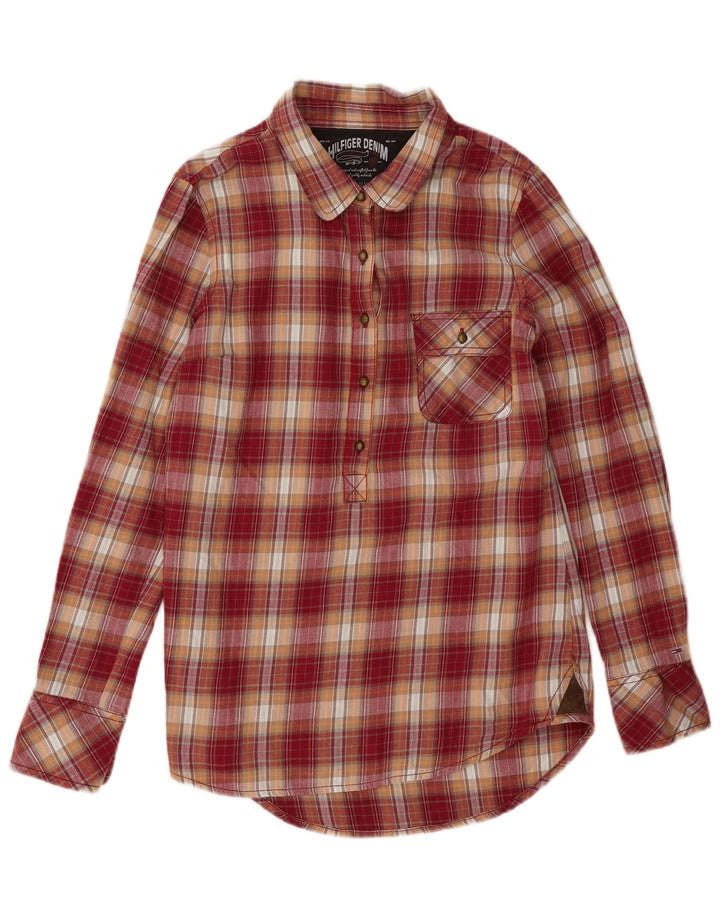 Damska koszula flanelowa Tommy Hilfiger z pulowerem UK 16, duża, bawełniana w czerwoną kratę