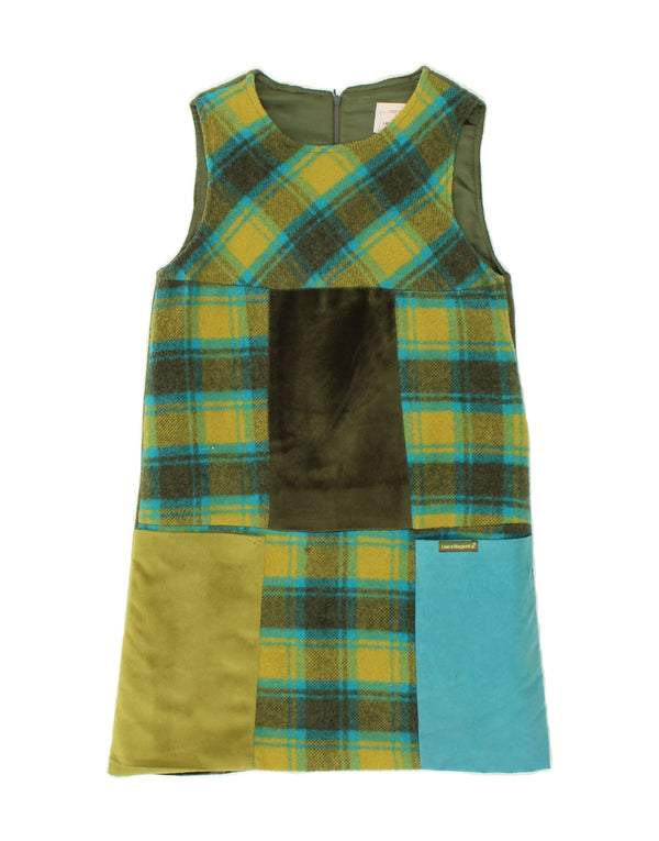 LAURA BIAGIOTTI Dziewczęca sukienka o linii A bez rękawów, 8-9 lat XL, zielona patchworkowa
