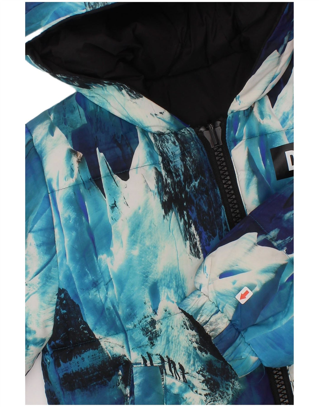 Dkny Chłopięca dwustronna ocieplana kurtka z kapturem, 3-4 lata, niebieski Tie Dye Polyester
