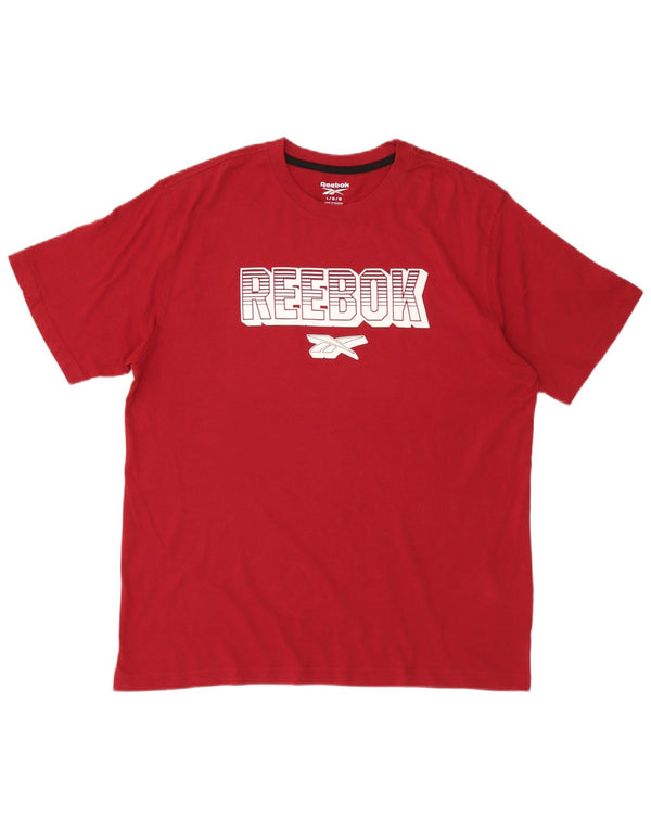 Męski T-shirt Reebok z grafiką, duży, czerwony, bawełniany