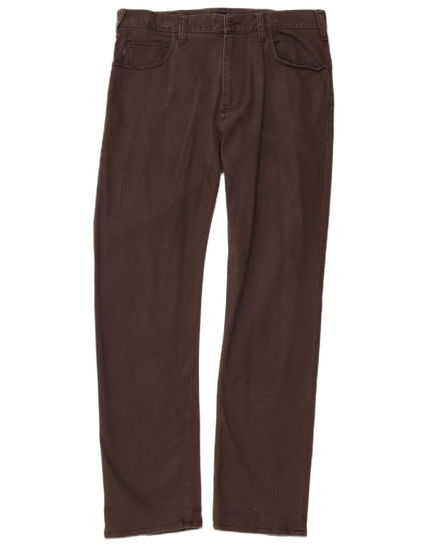 ARMANI Womens Straight Casual Trousers W32 L30 Brown Cotton