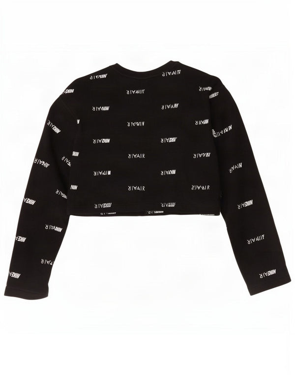 Damska koszulka Nike Crop Oversized Graphic Top z długim rękawem, UK 10, mała, czarna bawełna