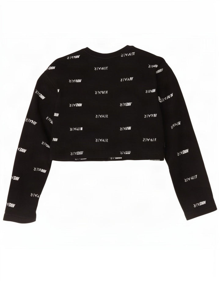 Damska koszulka Nike Crop Oversized Graphic Top z długim rękawem, UK 10, mała, czarna bawełna