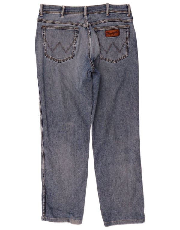 Wrangler Mens Straight Jeans W36 L32 Blue Cotton