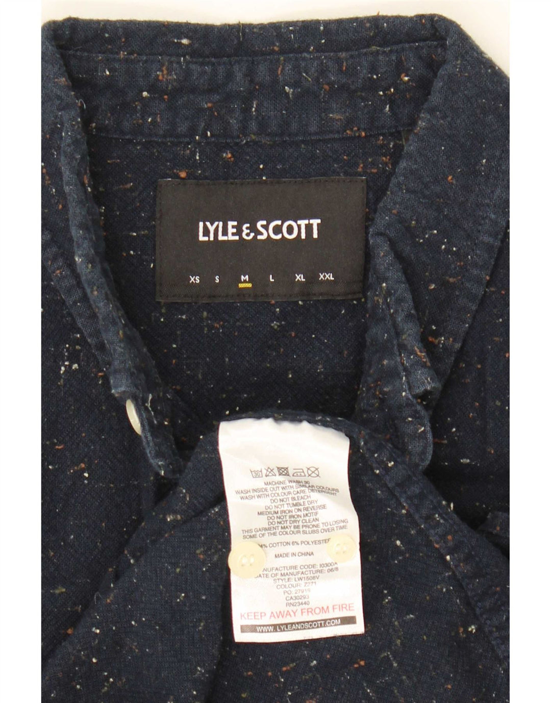 Koszula męska Lyle & Scott, średnia, granatowa, bawełniana w cętki
