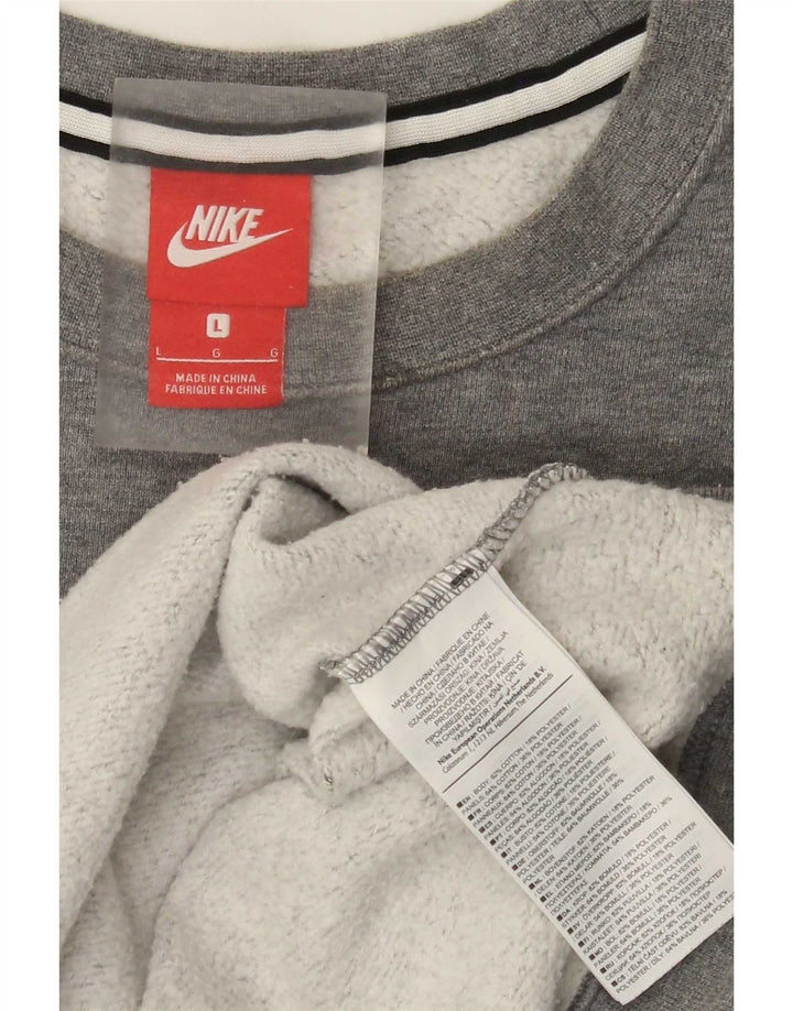 Męska bluza Nike z grafiką, duża, szara, bawełniana z blokami kolorów