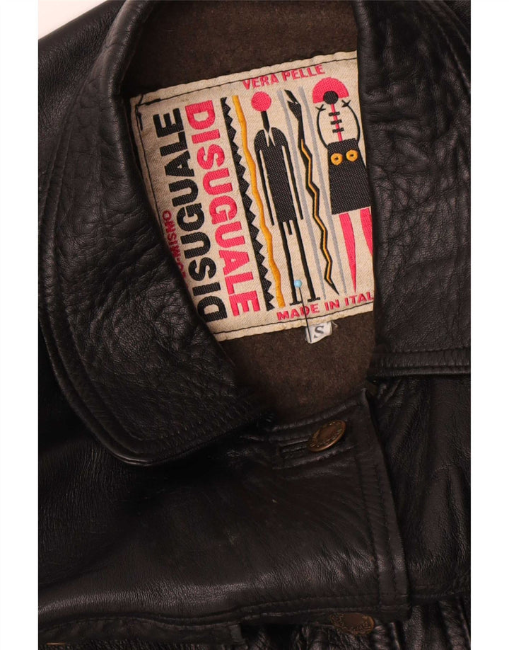 Vintage damska kurtka skórzana oversize UK 10, mała czarna