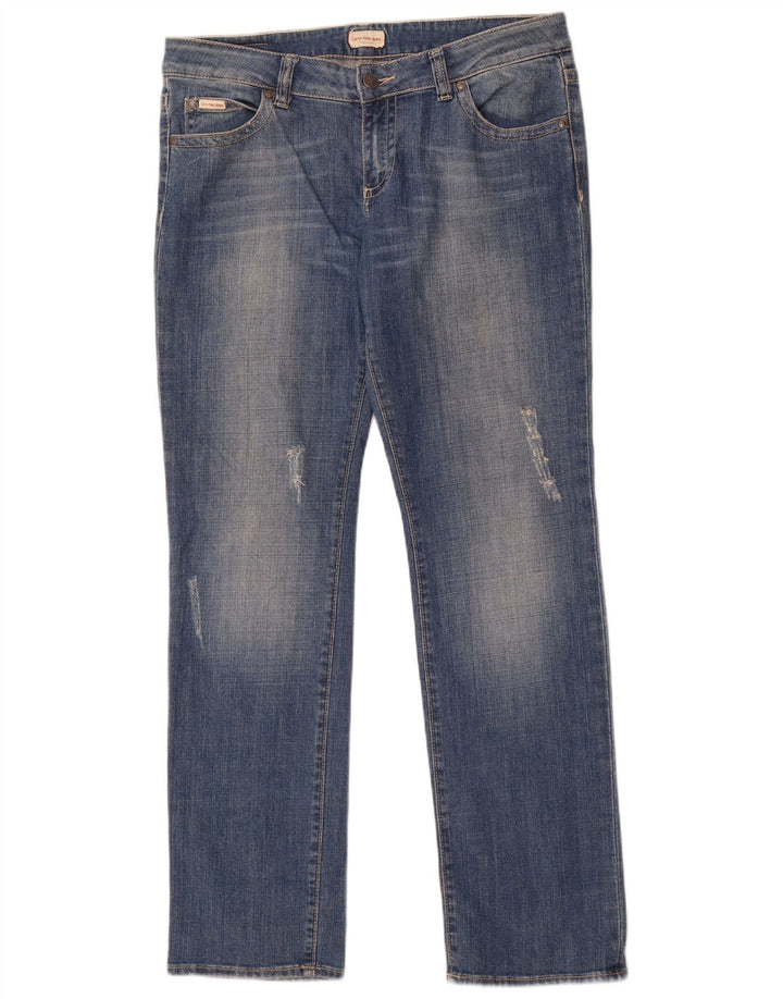Damskie jeansy Calvin Klein w trudnej sytuacji W33 L32, niebieska bawełna