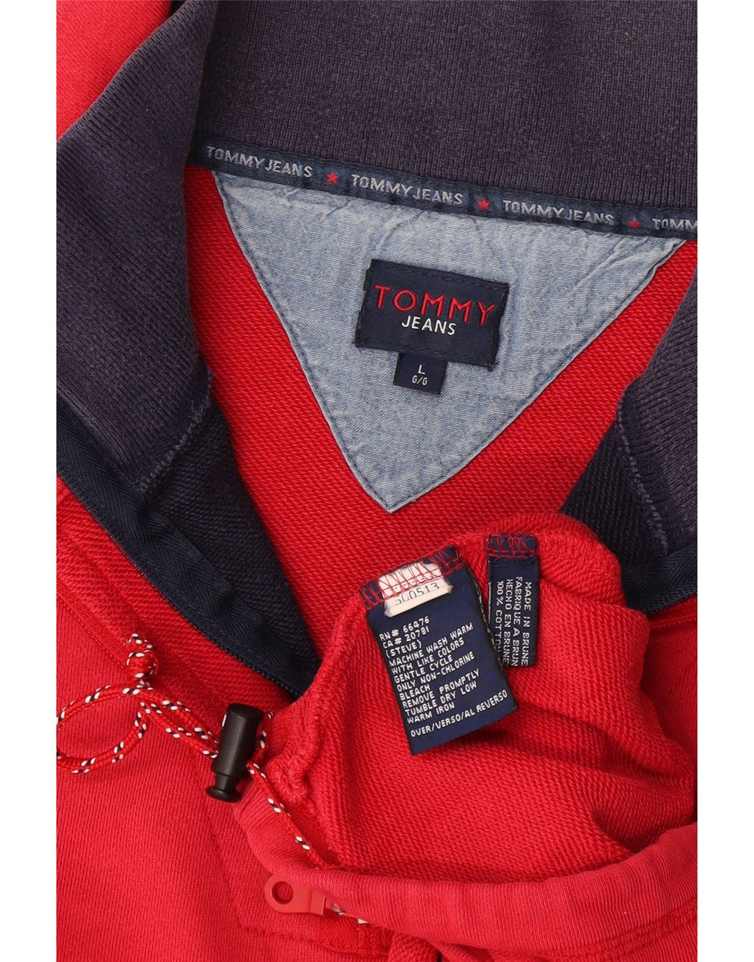 Męski top zapinany na zamek Tommy Hilfiger z długim rękawem, duży, czerwony, bawełniany