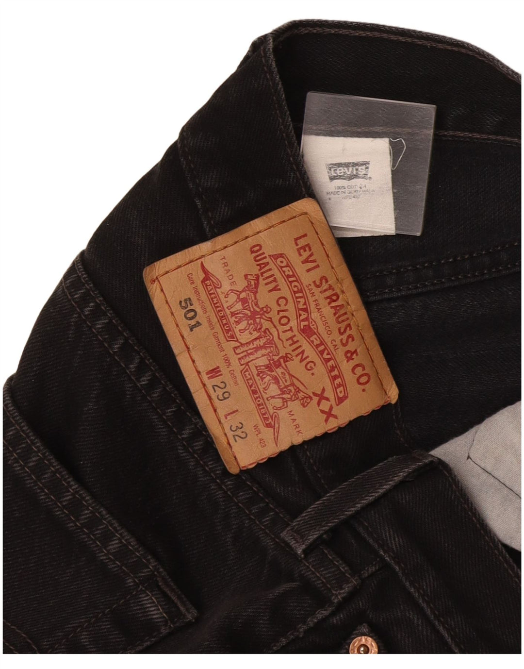Damskie dżinsy Levi's 501 Straight W29 L28 Czarna bawełna
