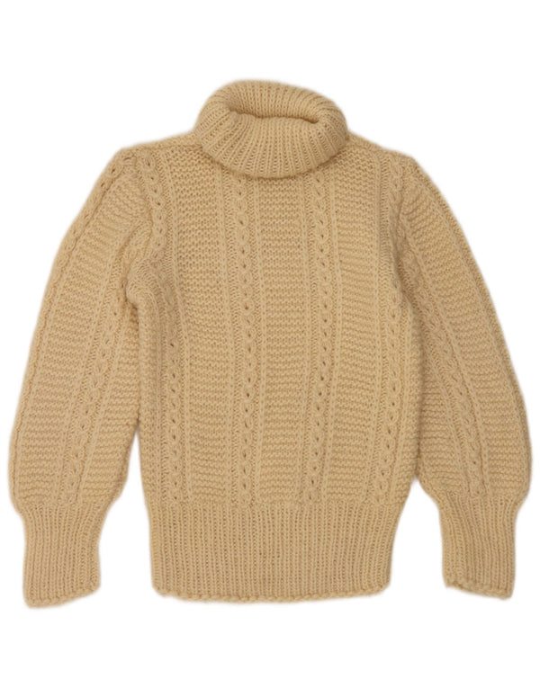 Vintage damski sweter z golfem UK 2 2XS beżowy