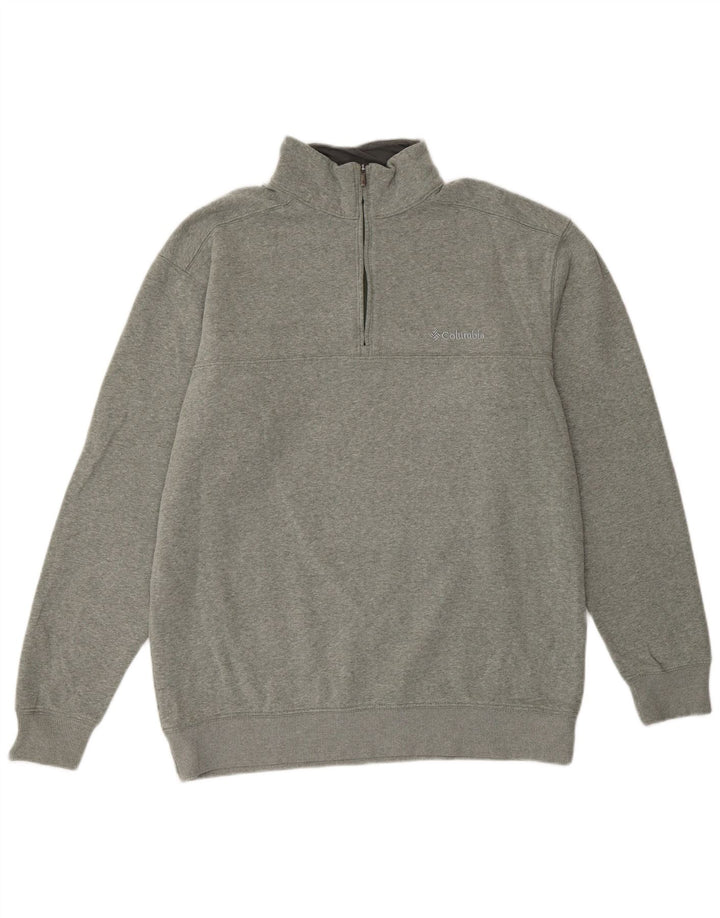 Columbia Womens Zip Neck Sweatshirt Jumper UK 14 Medium Grey Cotton