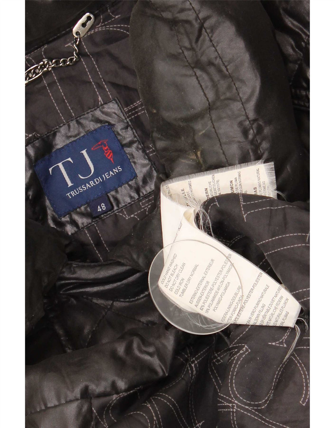 Damski płaszcz ocieplany Trussardi Jeans IT 48 XL, czarny poliester