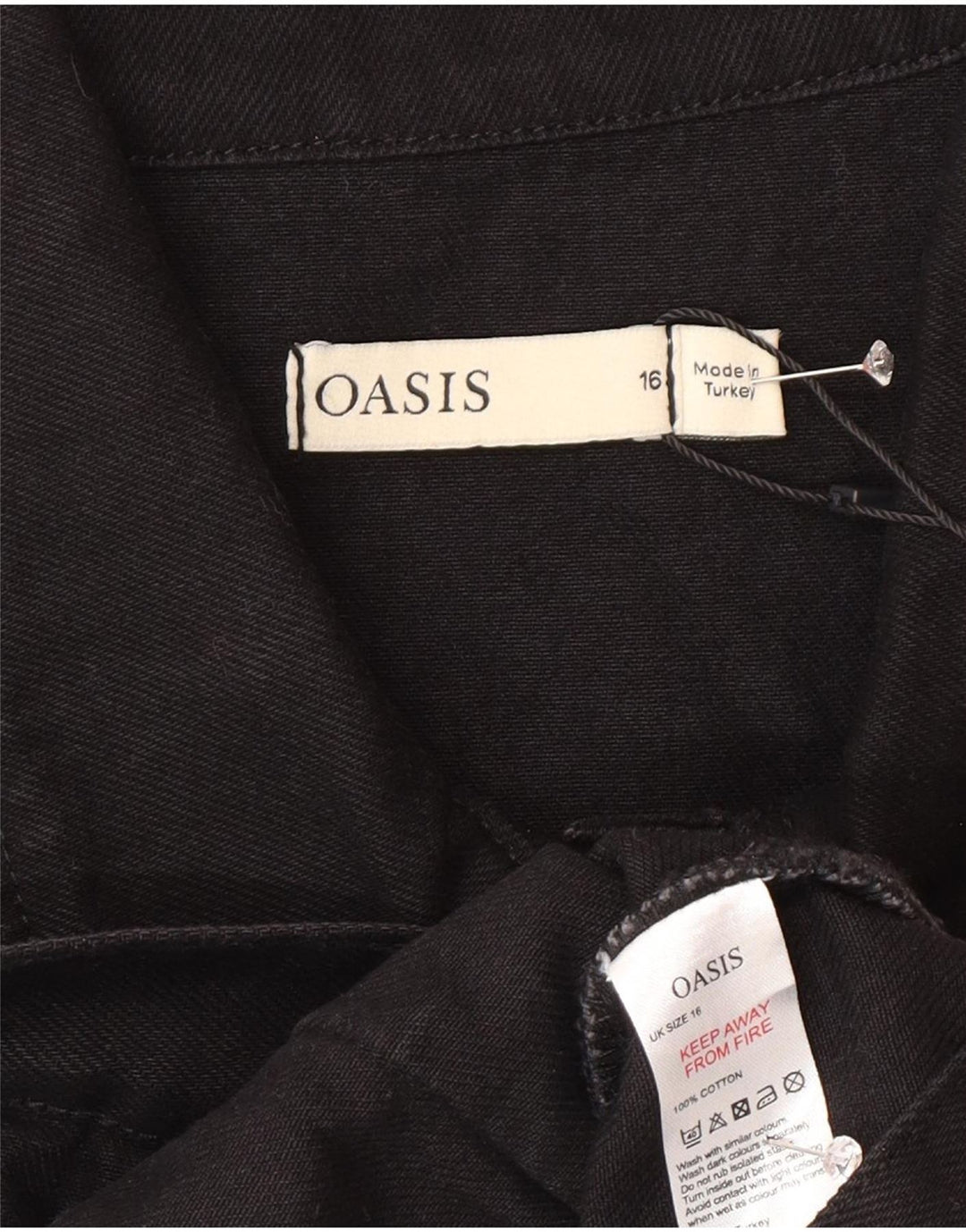 Damska kamizelka dżinsowa Oasis UK 16, duża, czarna, bawełniana