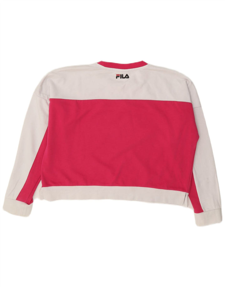 Damski sweter typu oversize Fila Crop UK 16, duży, biały, z blokami kolorów