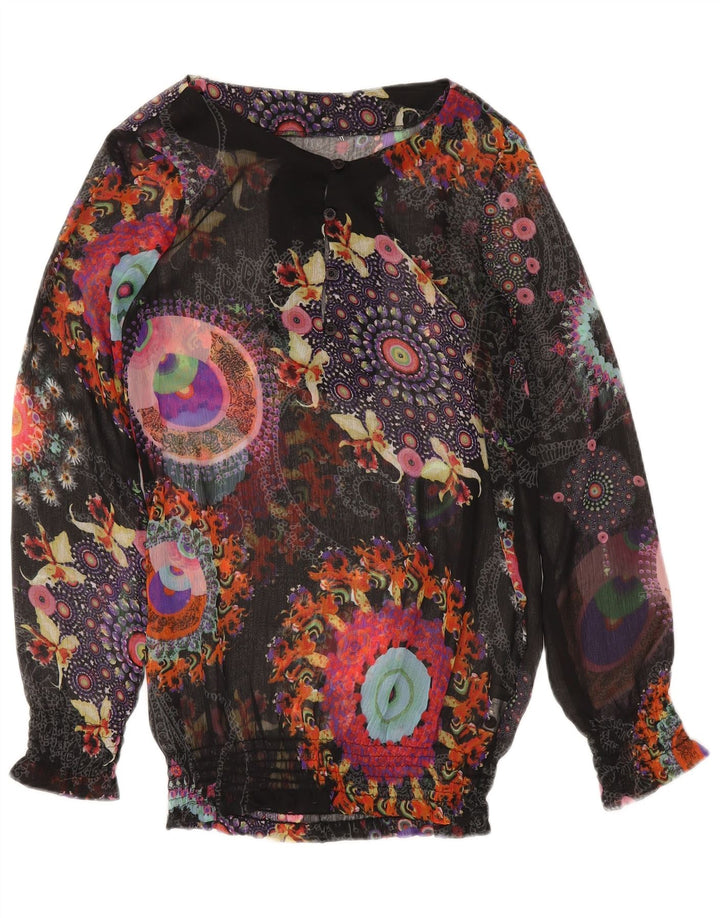 Damska prześwitująca bluzka Desigual Top UK 12 Medium, wielokolorowe kwiaty