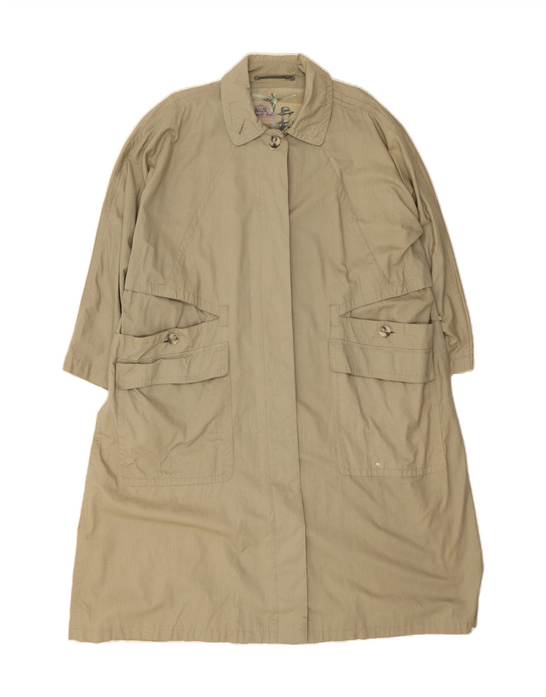 VINTAGE Womens Overcoat UK 18 XL  Beige Cotton Vintage Vintage and Second-Hand Vintage from Messina Hembry 