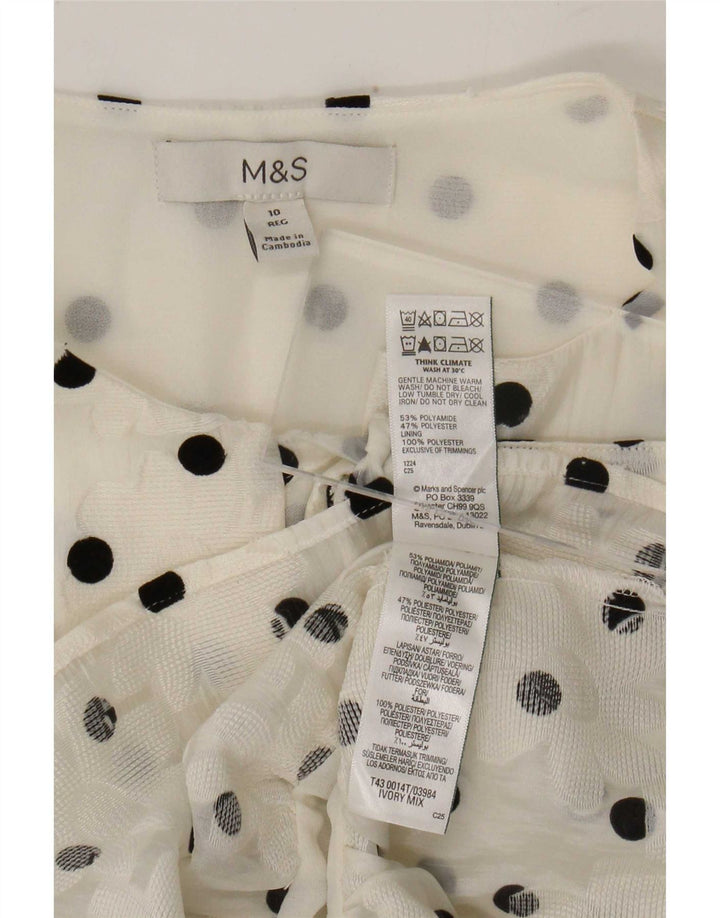 Damska bluzka koszulowa Marks & Spencer UK 10, mała, biała, w kropki, poliamid