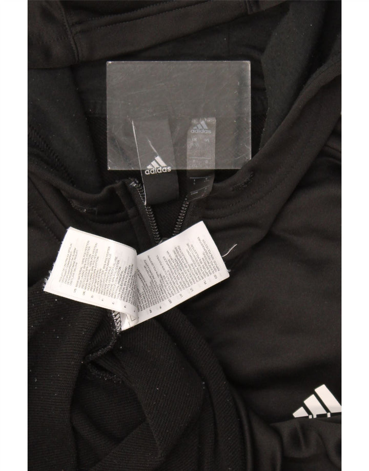 Adidas Męski sweter z kapturem i zamkiem błyskawicznym UK 38/40 Średni czarny poliester