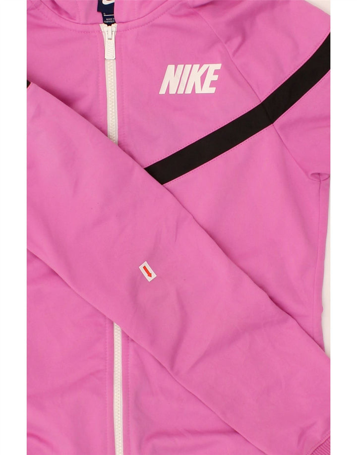 NIKE Womens Zip Hoodie Sweater UK 10 Small Pink Polyester Vintage Nike and Second-Hand Nike from Messina Hembry 
