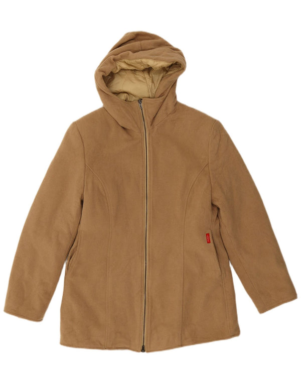 Damska kurtka parka z kapturem Guess UK 14, duża, beżowa, nylonowa
