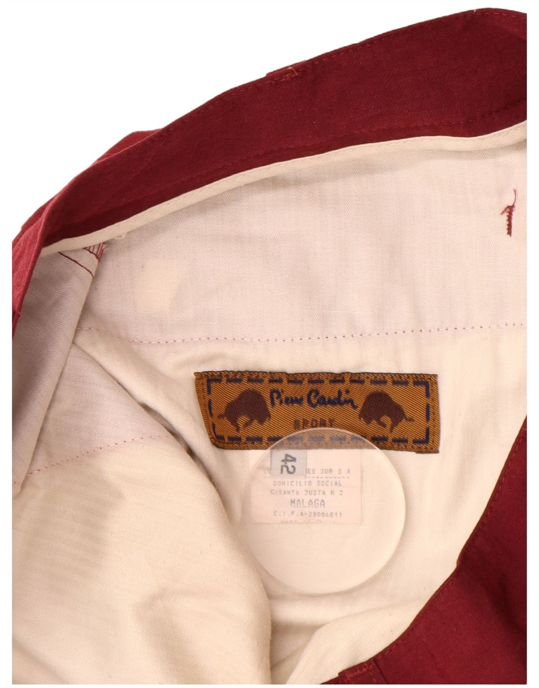 Damskie szorty Chino PIERRE CARDIN IT 42 Medium W30 Burgundowa bawełna