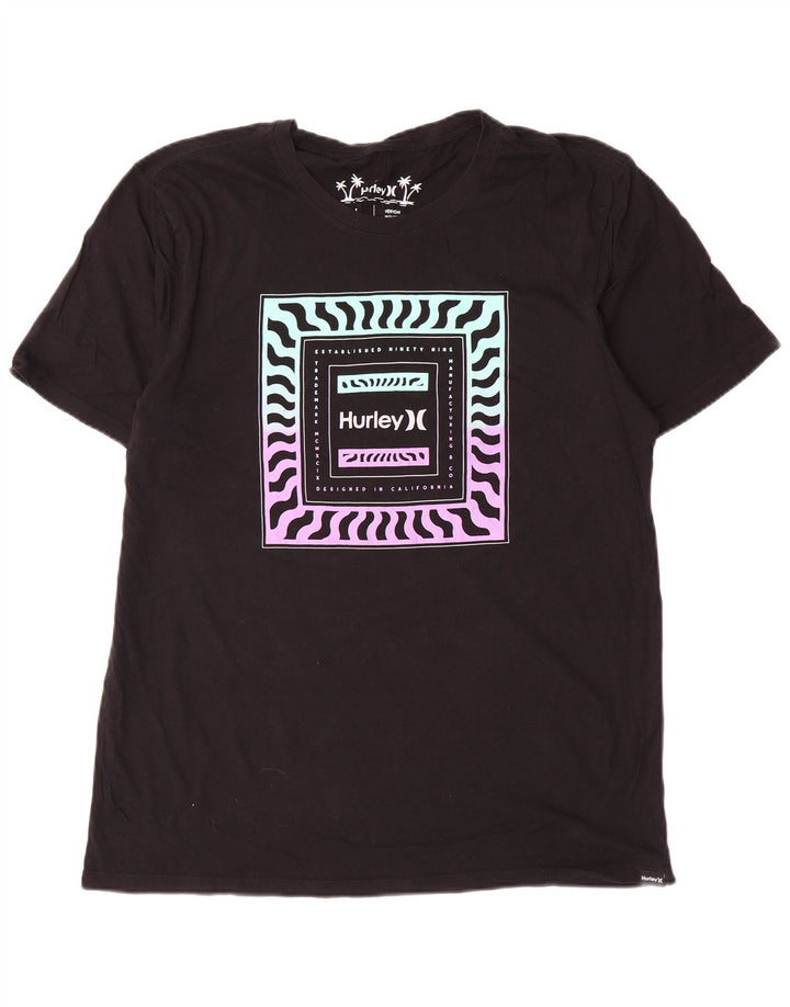Męski T-shirt z grafiką Hurley, duży, czarny