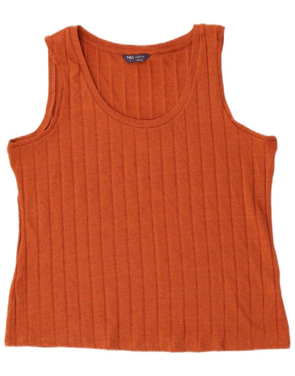 Marks & Spencer Womens Vest Top UK 22 3XL Orange Polyester