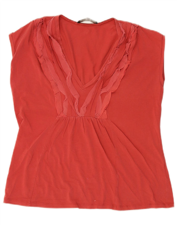 Damski krótki top bez rękawów Max Mara Weekend UK 14, duży, czerwony, bawełniany