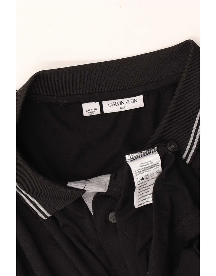 Męska koszulka polo Calvin Klein 2XL, poliester w czarne paski