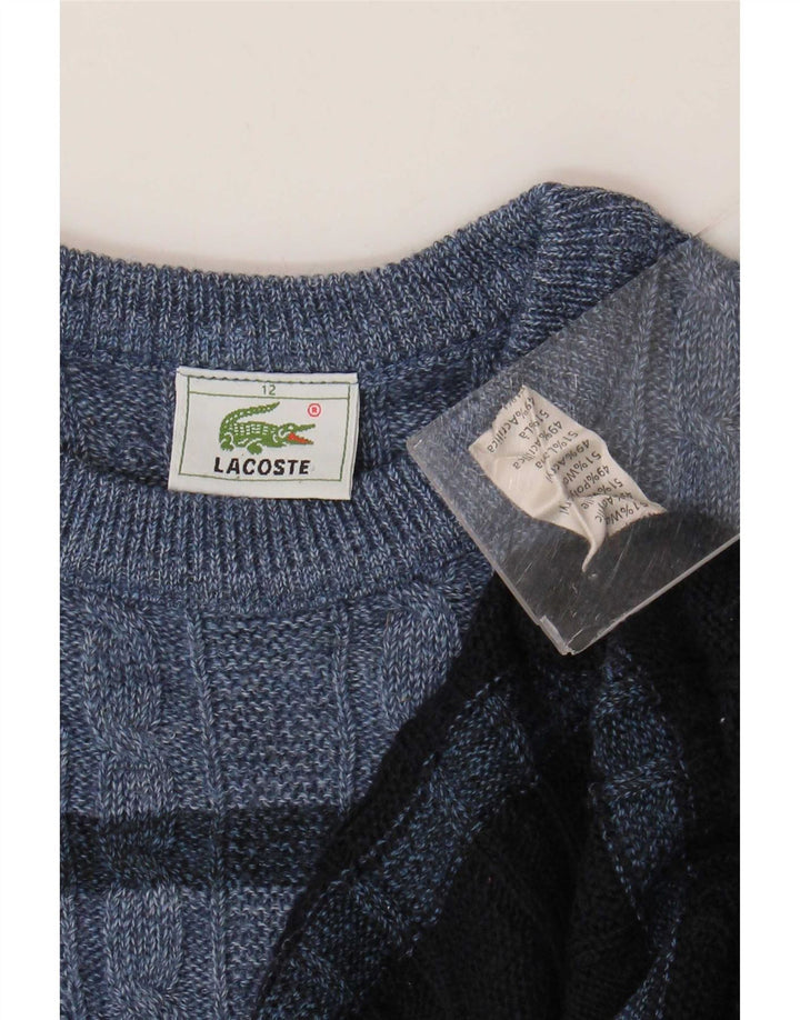 Lacoste Chłopięcy sweter z okrągłym dekoltem 11-12 lat, wełniany w kolorze niebieskim