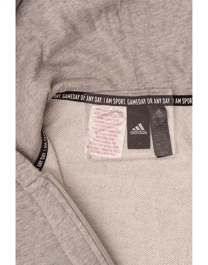 Chłopięcy sweter ADIDAS z kapturem i zamkiem, 11-12 lat, szary