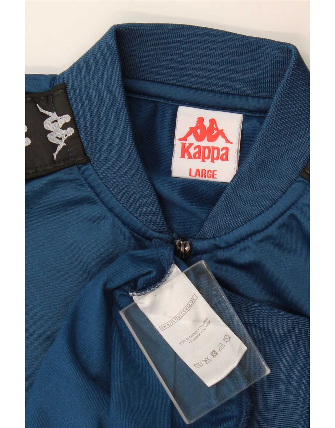 Męska kurtka dresowa Kappa z grafiką, duża, granatowa, z blokami kolorów