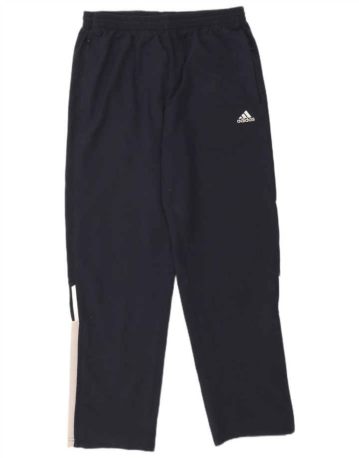 Męskie spodnie dresowe Adidas, duże, granatowe, z blokami kolorów, z poliestru