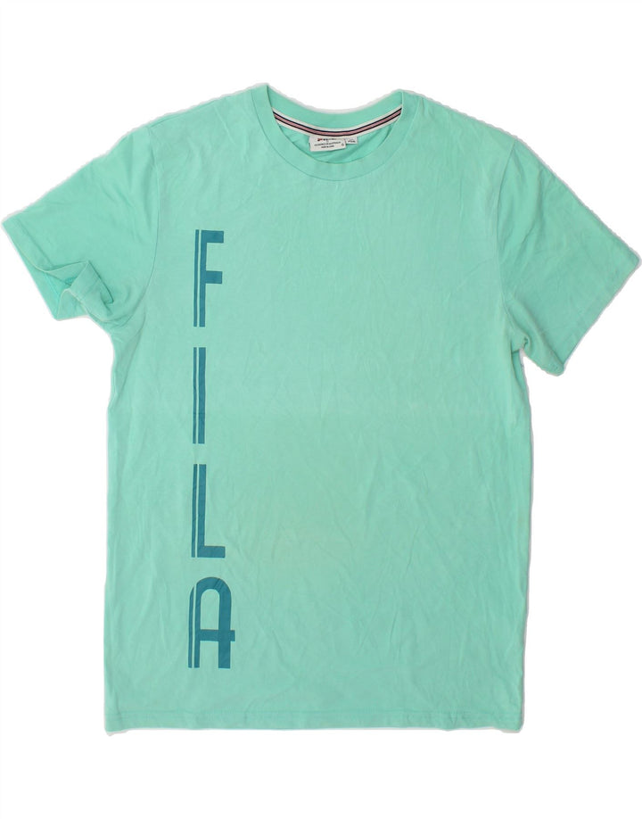 FILA Mens Graphic T-Shirt Top Small Turquoise Cotton Vintage Fila and Second-Hand Fila from Messina Hembry 