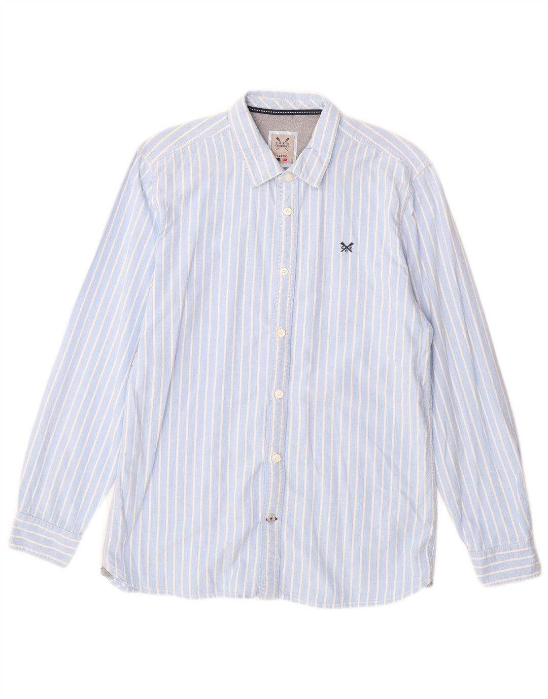 CREW CLOTHING Mens Shirt Large Blue Striped Cotton