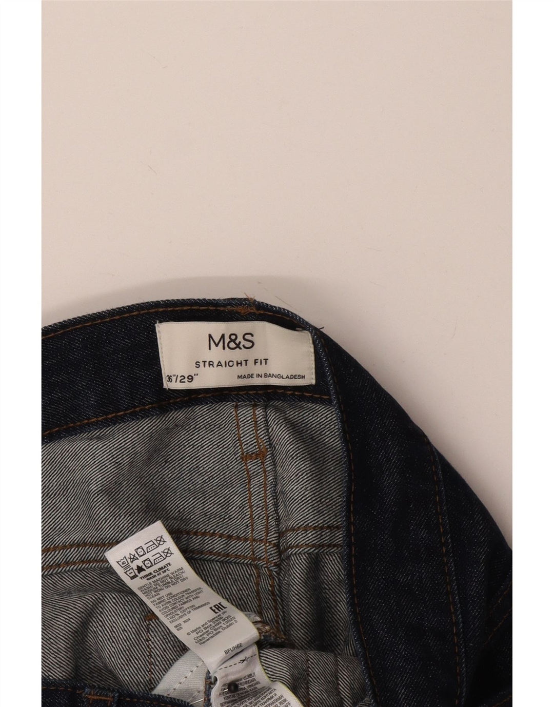 Marks & Spencer Męskie proste dżinsy W36 L29 Granatowe, bawełniane