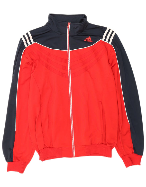 Adidas Męska bluza dresowa UK 44/46 Duży czerwony poliester z blokami kolorów