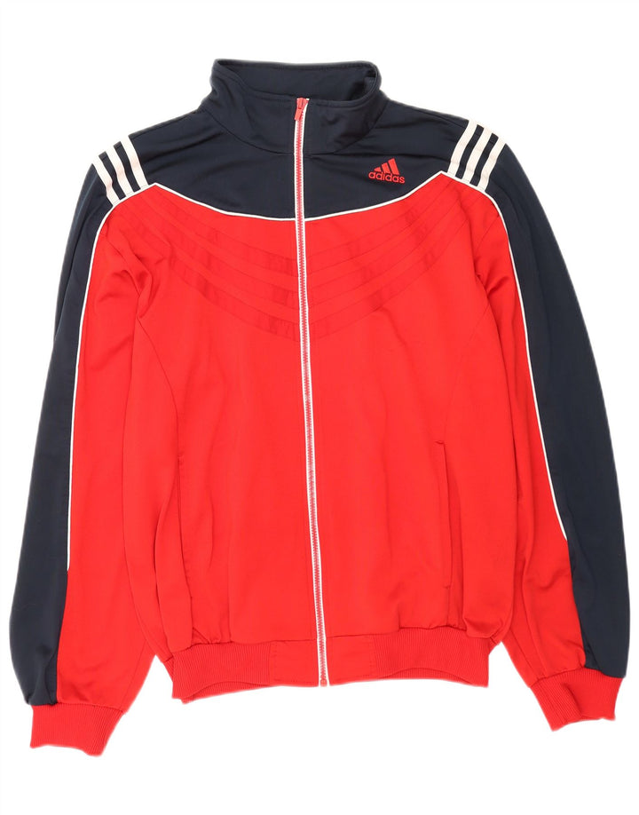 Adidas Męska bluza dresowa UK 44/46 Duży czerwony poliester z blokami kolorów