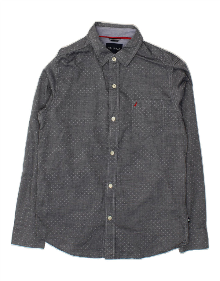 NAUTICA Boys Shirt 14-15 Years Large Grey Spotted Cotton Vintage Nautica and Second-Hand Nautica from Messina Hembry 