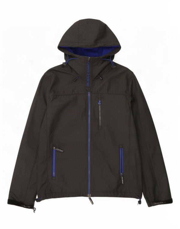 Męska wiatrówka Superdry z grafiką i kapturem, UK 42 XL, szara
