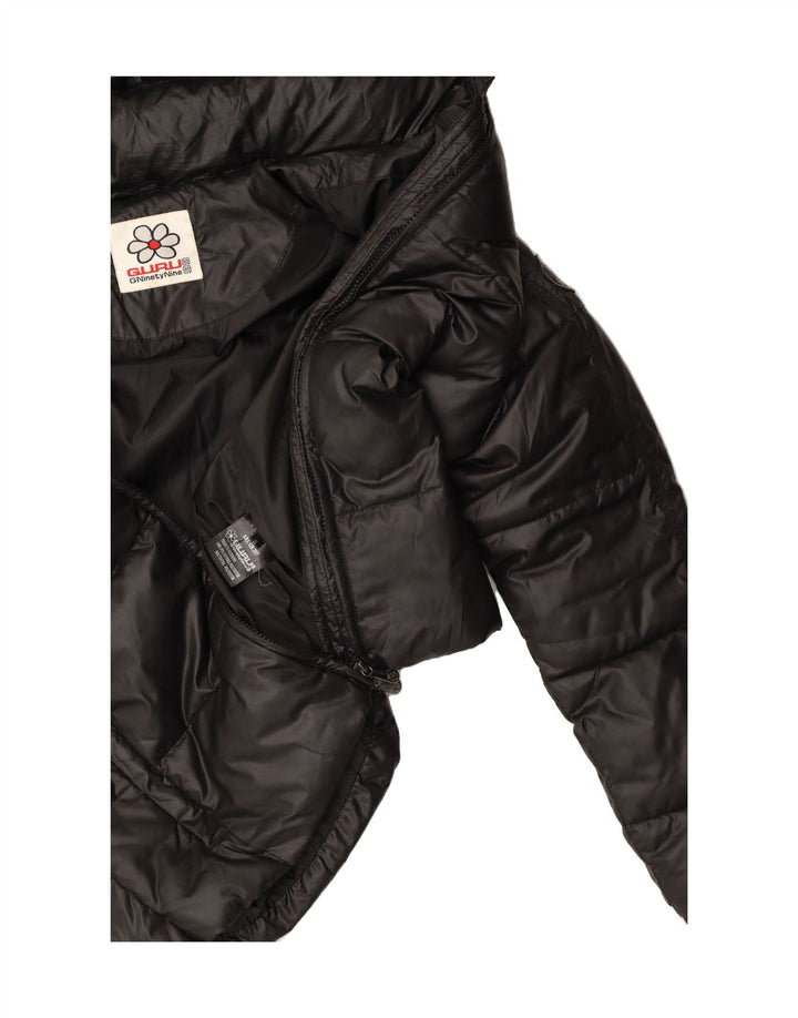 GURU Womens Hooded Padded Jacket UK 10 Small Black Polyester Vintage Guru and Second-Hand Guru from Messina Hembry 