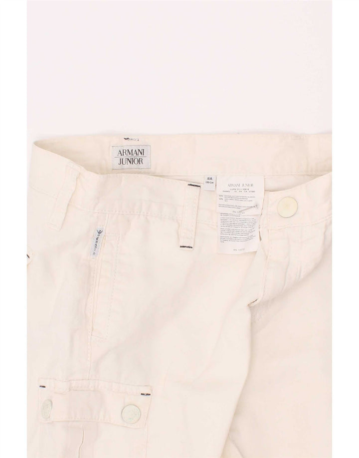 Spodenki chłopięce Armani Junior Cargo 7-8 lat W24 Biała bawełna