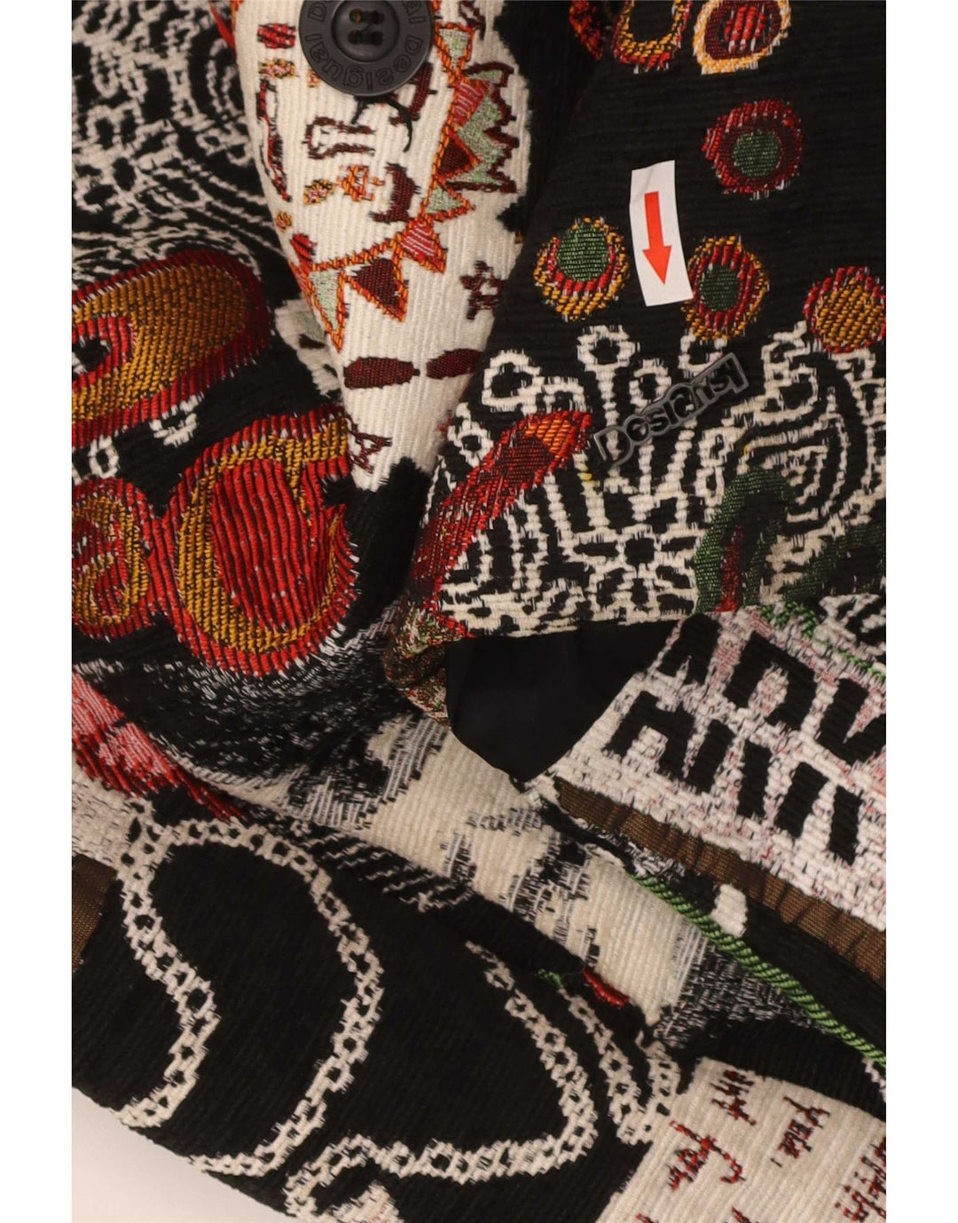 Desigual damski płaszcz w abstrakcyjny wzór EU 46 XL, czarny, kwiatowy poliester
