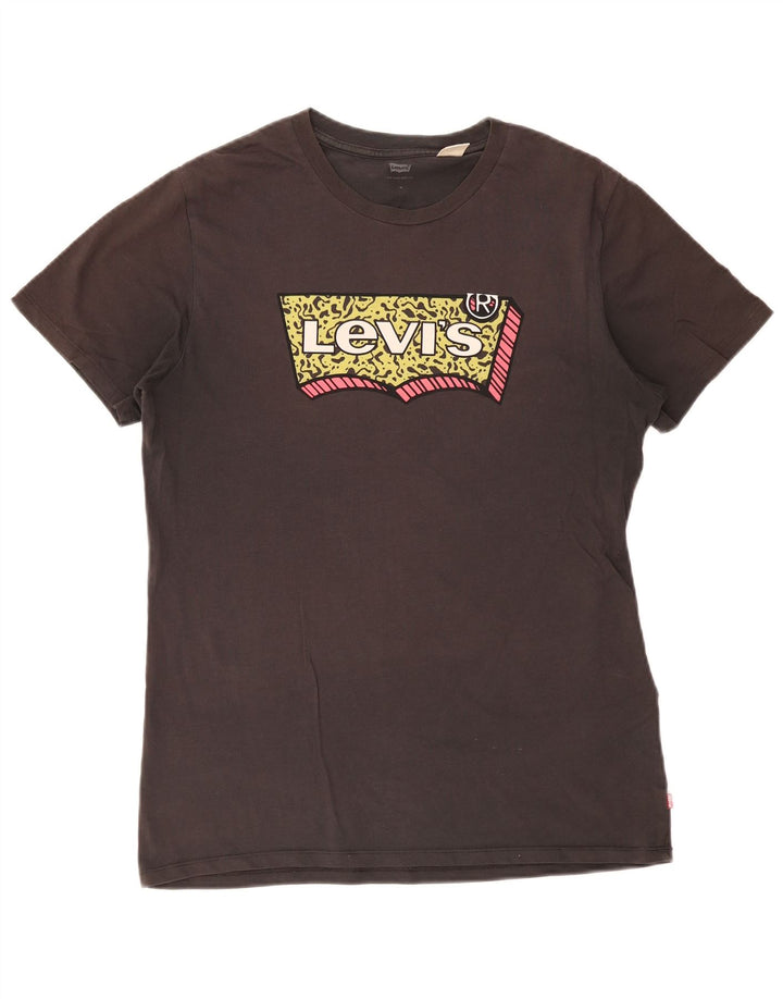 Męska koszulka z grafiką Levi's, średnia szara bawełna